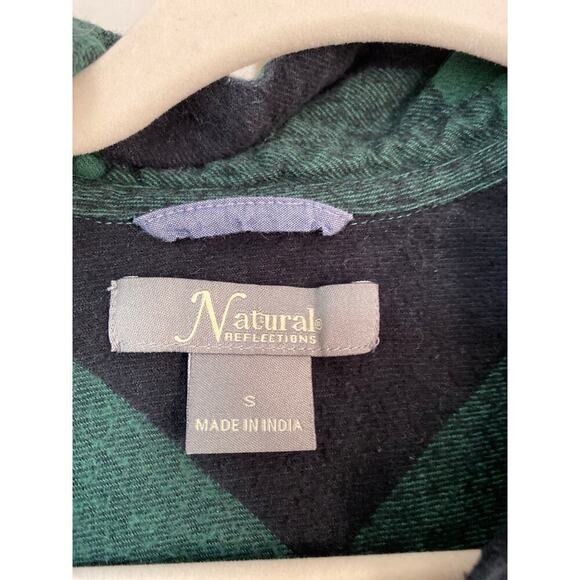 Natural Reflections Button Up Shirt Green Plaid Flannel Grunge Casual 100 Cotton - Picture 3 of 4
